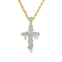 Thumbnail for Yellow Diamond Drip Cross Pendant in 10k Yellow Gold 0.15 Ctw