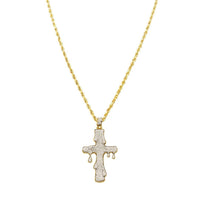 Thumbnail for Yellow Diamond Drip Cross Pendant in 10k Yellow Gold 1.59 Ctw