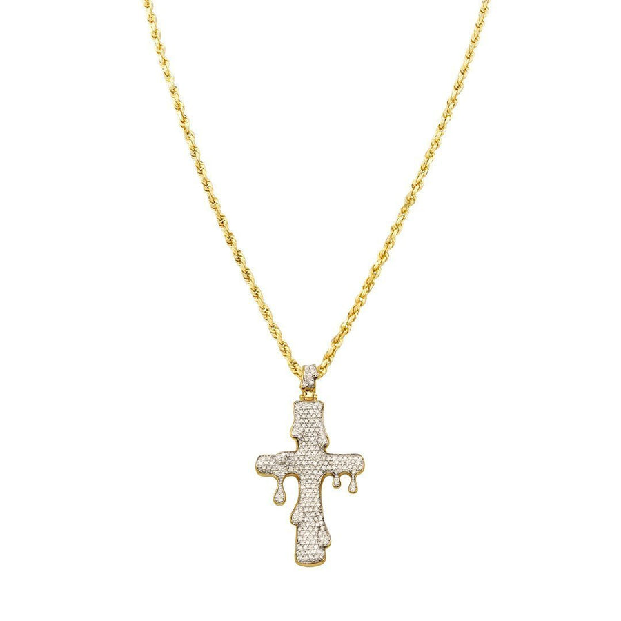 Yellow Diamond Drip Cross Pendant in 10k Yellow Gold 1.59 Ctw