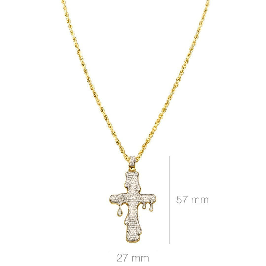 Yellow Diamond Drip Cross Pendant in 10k Yellow Gold 1.59 Ctw