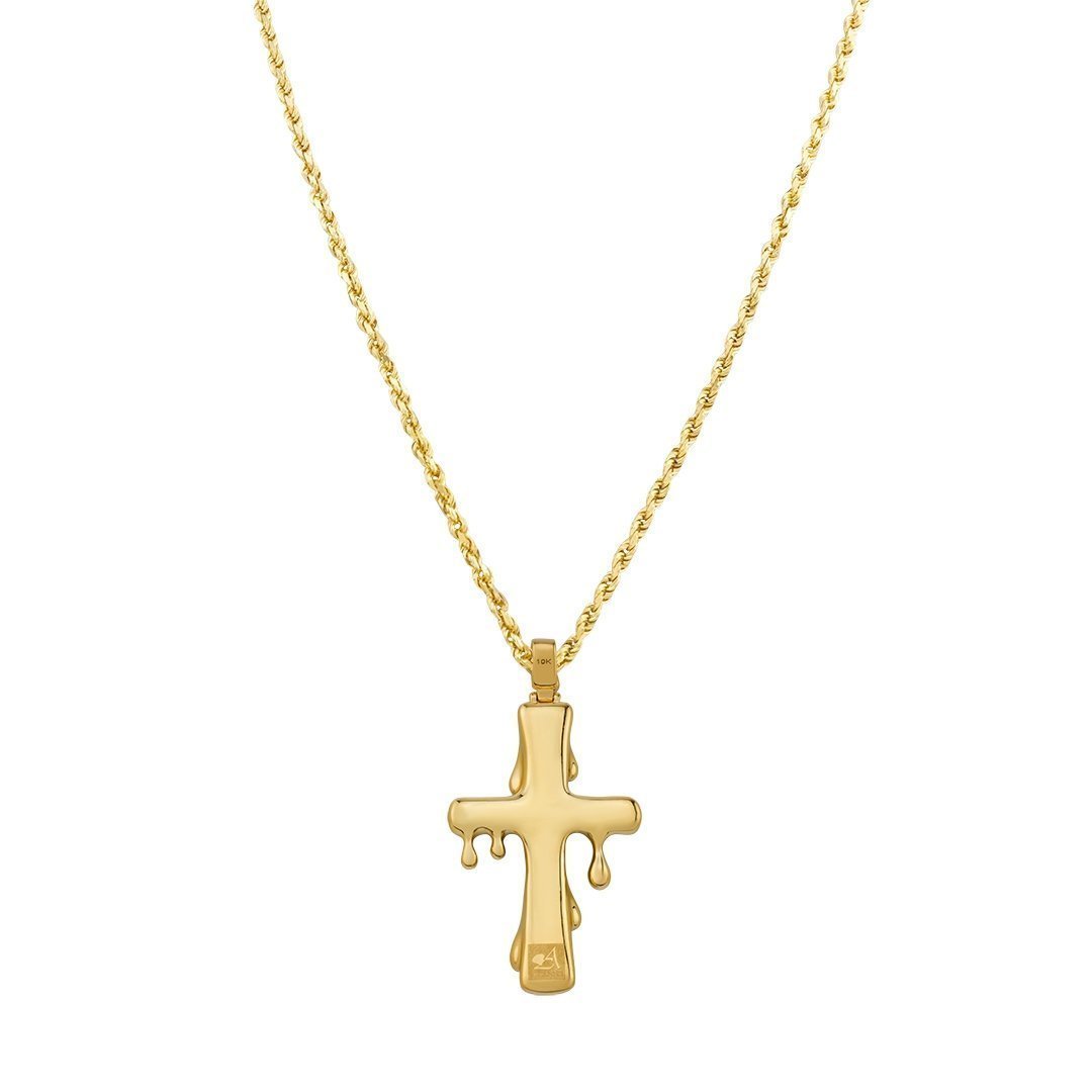 Yellow Diamond Drip Cross Pendant in 10k Yellow Gold 1.59 Ctw