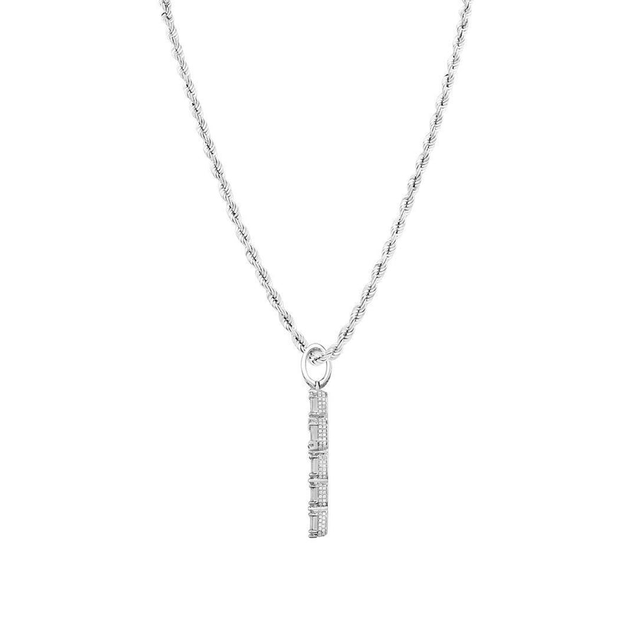 Diamond Emerald Cut Cross Pendant in 14k White Gold 4.50 Ctw