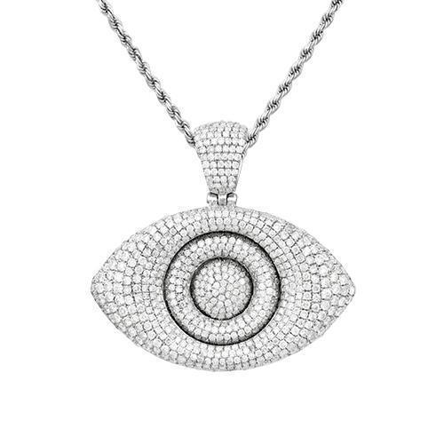 Diamond Evil Eye Pendant in 14k White Gold 4.75 Ctw