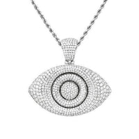 Thumbnail for Diamond Evil Eye Pendant in 14k White Gold 4.75 Ctw