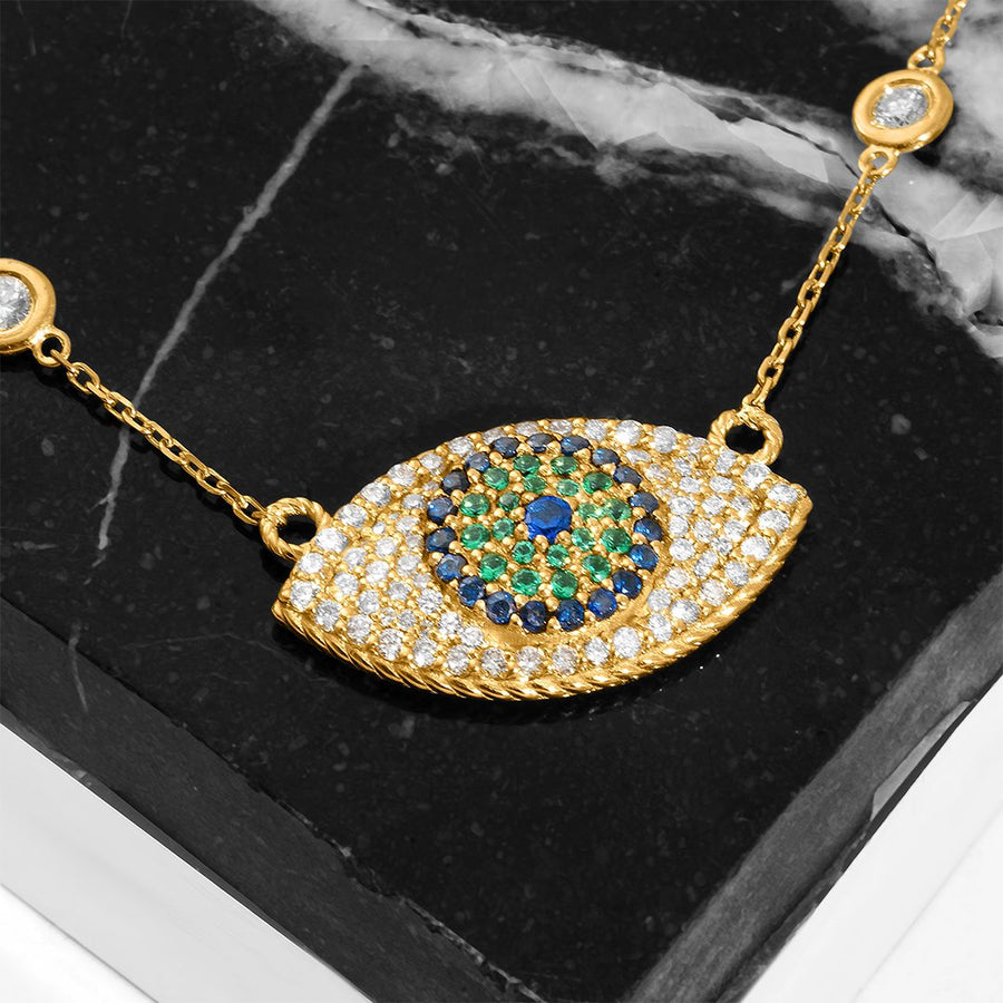 Diamond Eye Pendant in 14k Rose Gold 9.12 Ctw