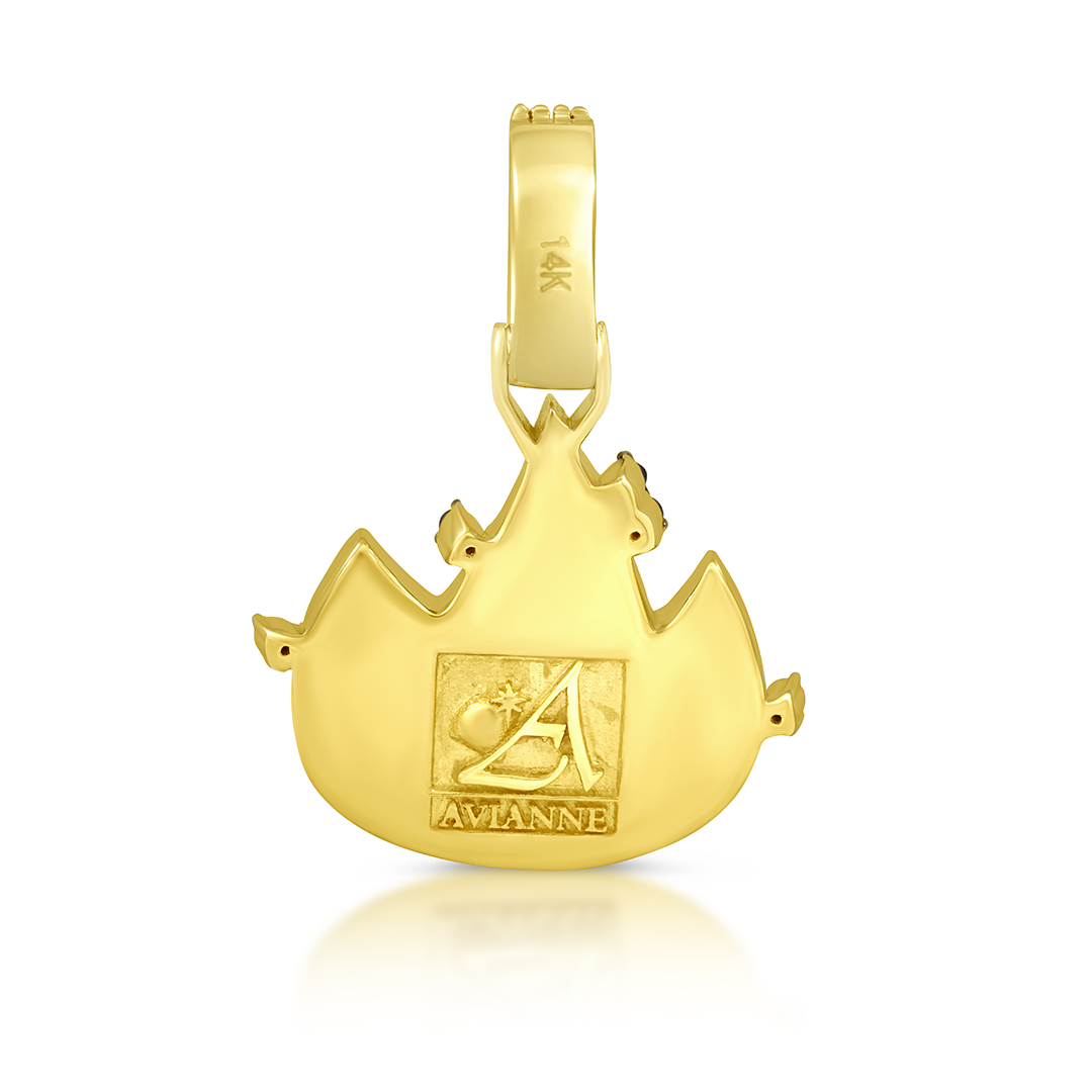 14k Yellow Gold Diamond Fire Emoji Pendant 1.01 Ctw