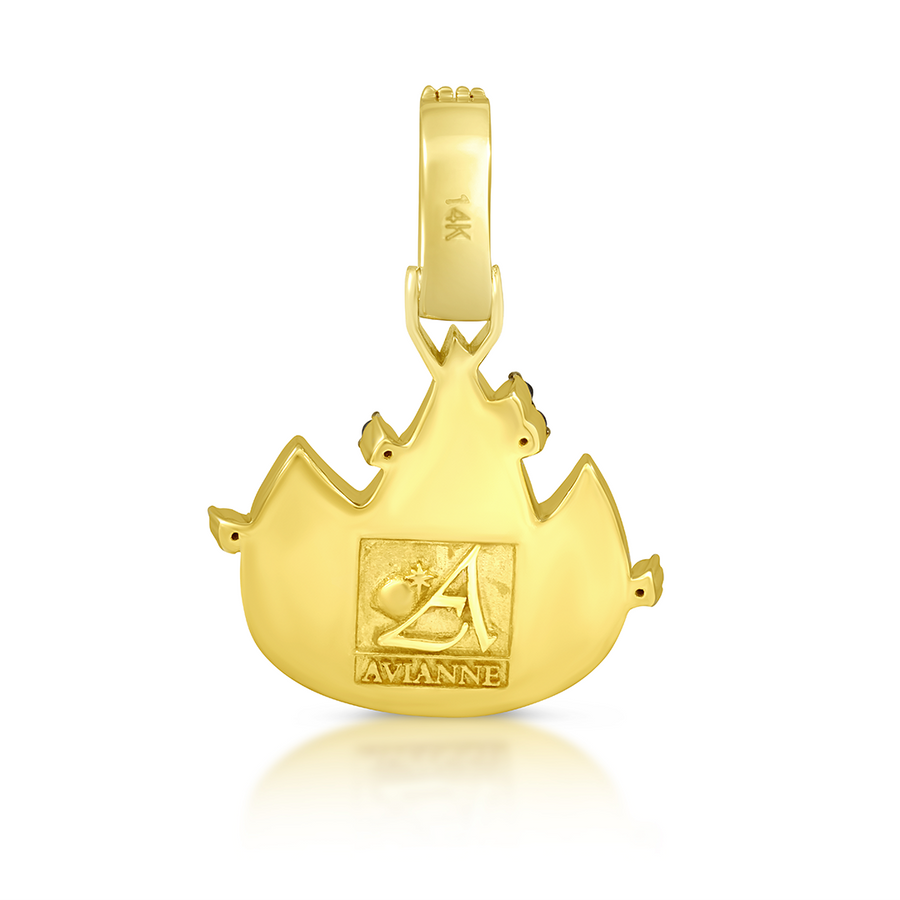 Colgante de emoji de fuego con diamantes en oro amarillo de 14 k (1,01 ct) 