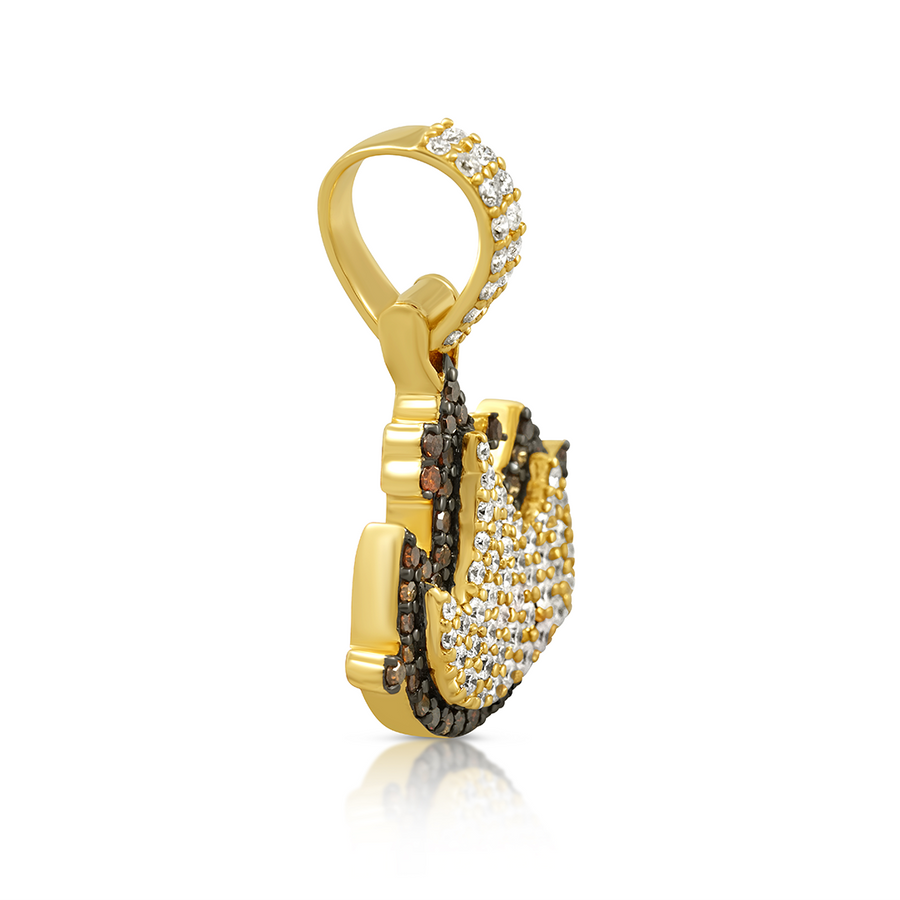 Colgante de emoji de fuego con diamantes en oro amarillo de 14 k (1,01 ct) 