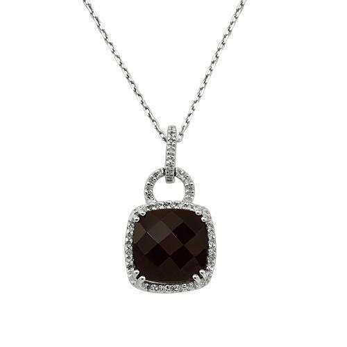 White Diamond Garnet Pendant in 14k White Gold 16 inches 4.96 Ctw