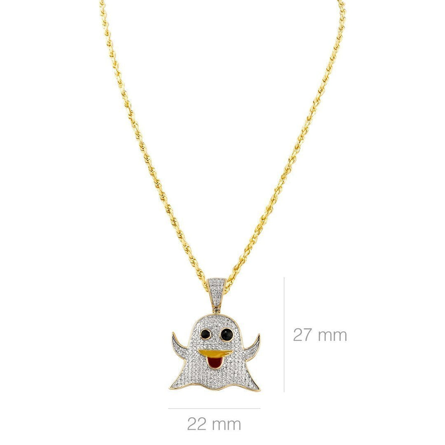 Yellow Diamond Ghost Emoji Pendant in 10k Yellow Gold 0.40 Ctw