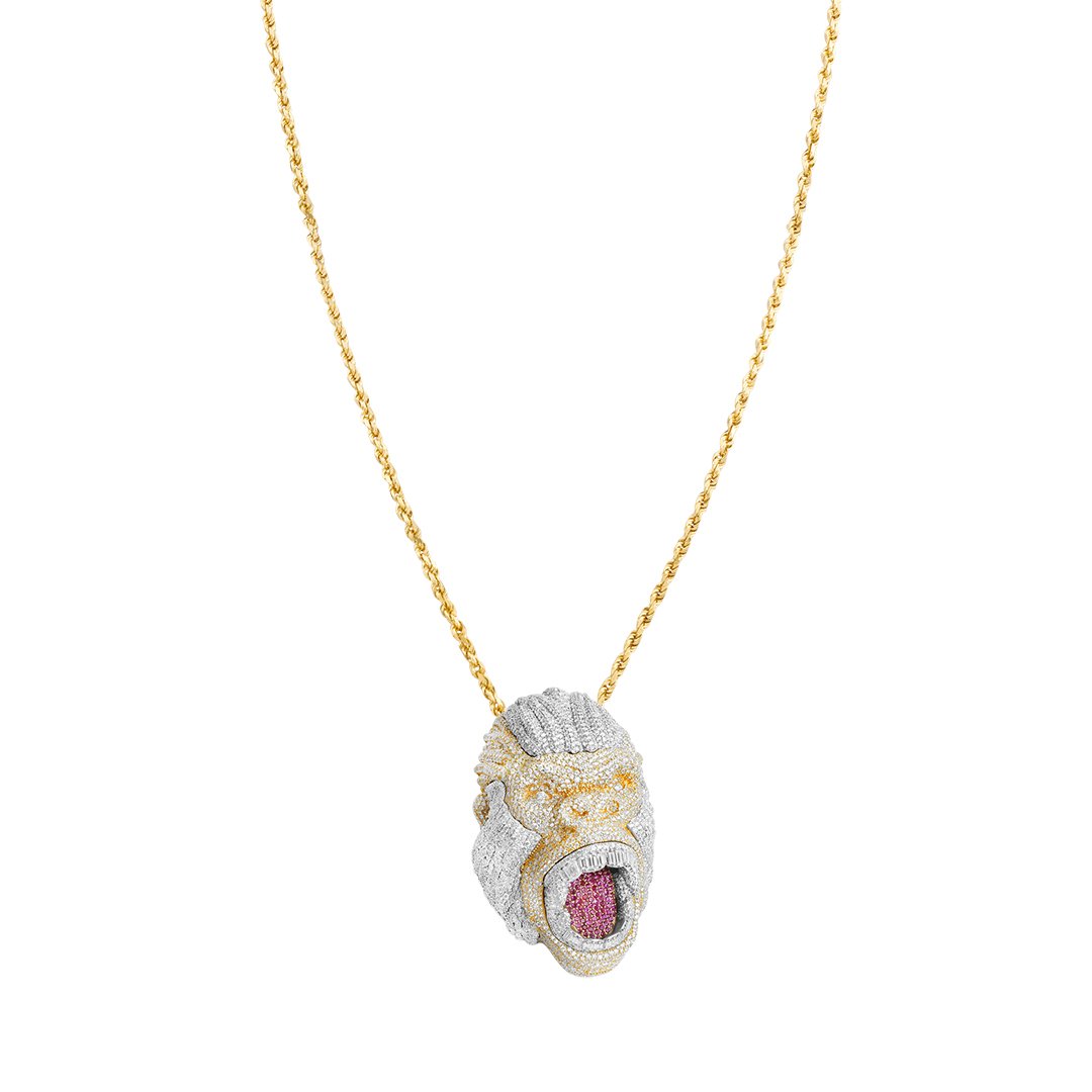 Two Tone Diamond Gorilla Pendant in 14k Two Tone Gold 35 Ctw