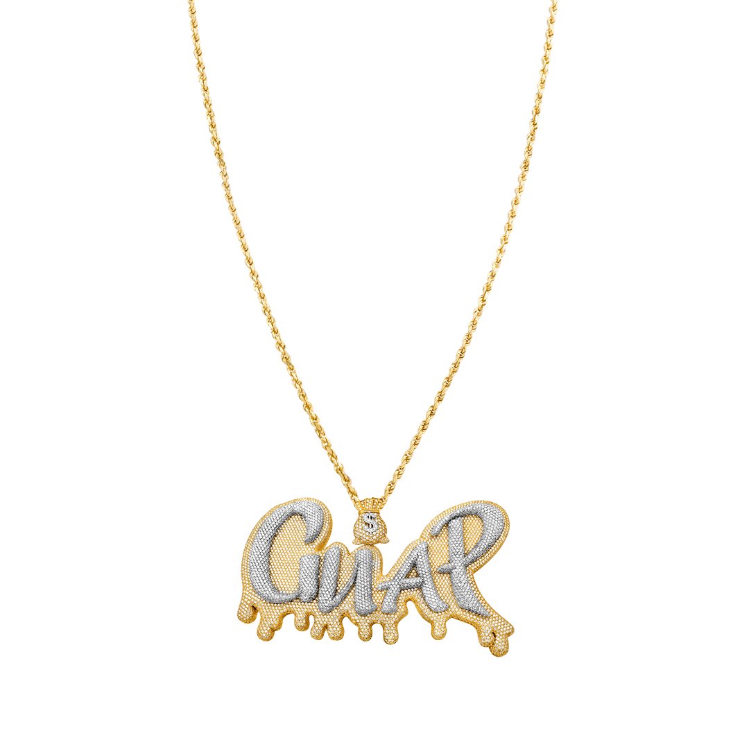 two tone diamond guap pendant