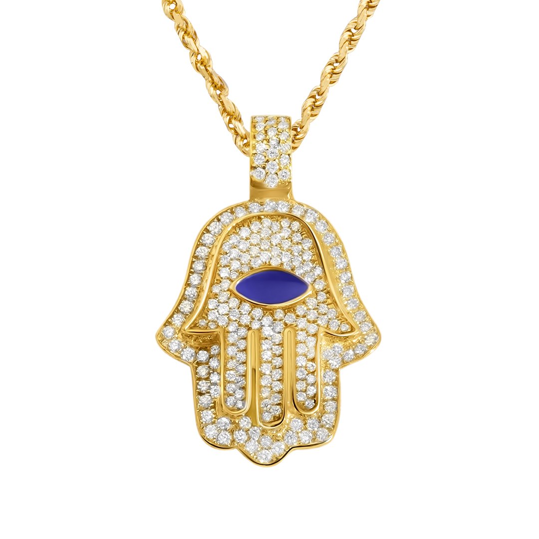 14k gold diamond hamsa pendant Clearance