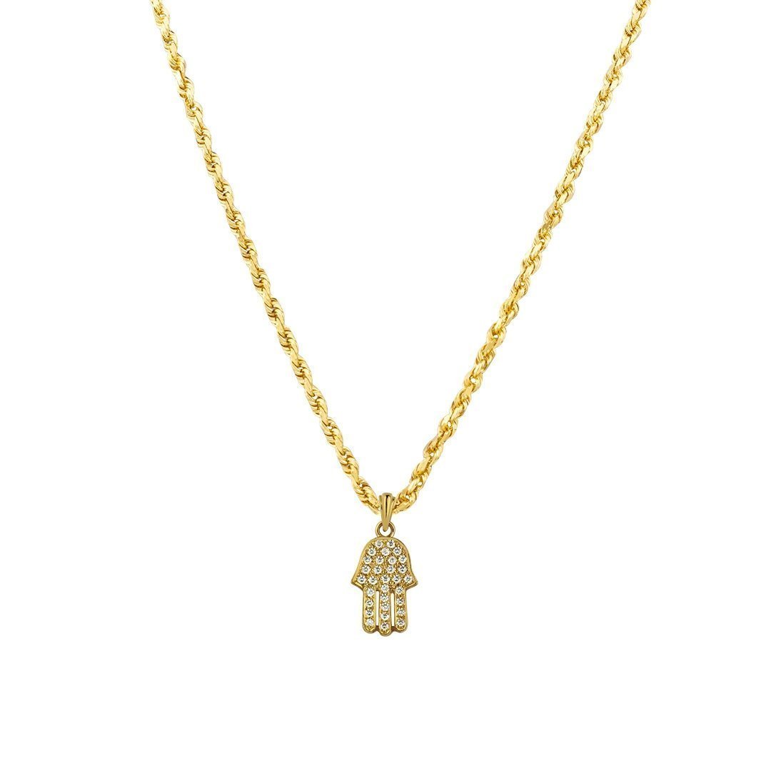 Yellow Diamond Hamsa Pendant 14k Yellow Gold 0.75 Ctw