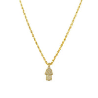 Thumbnail for Yellow Diamond Hamsa Pendant 14k Yellow Gold 0.75 Ctw