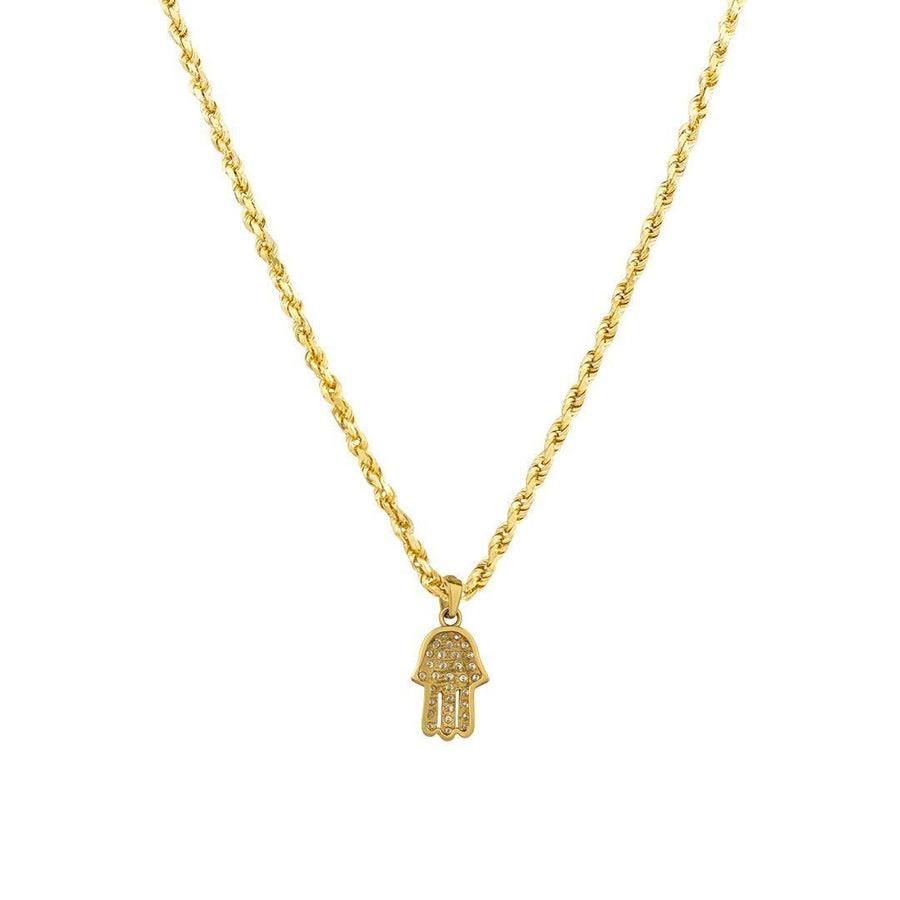 Yellow Diamond Hamsa Pendant 14k Yellow Gold 0.75 Ctw