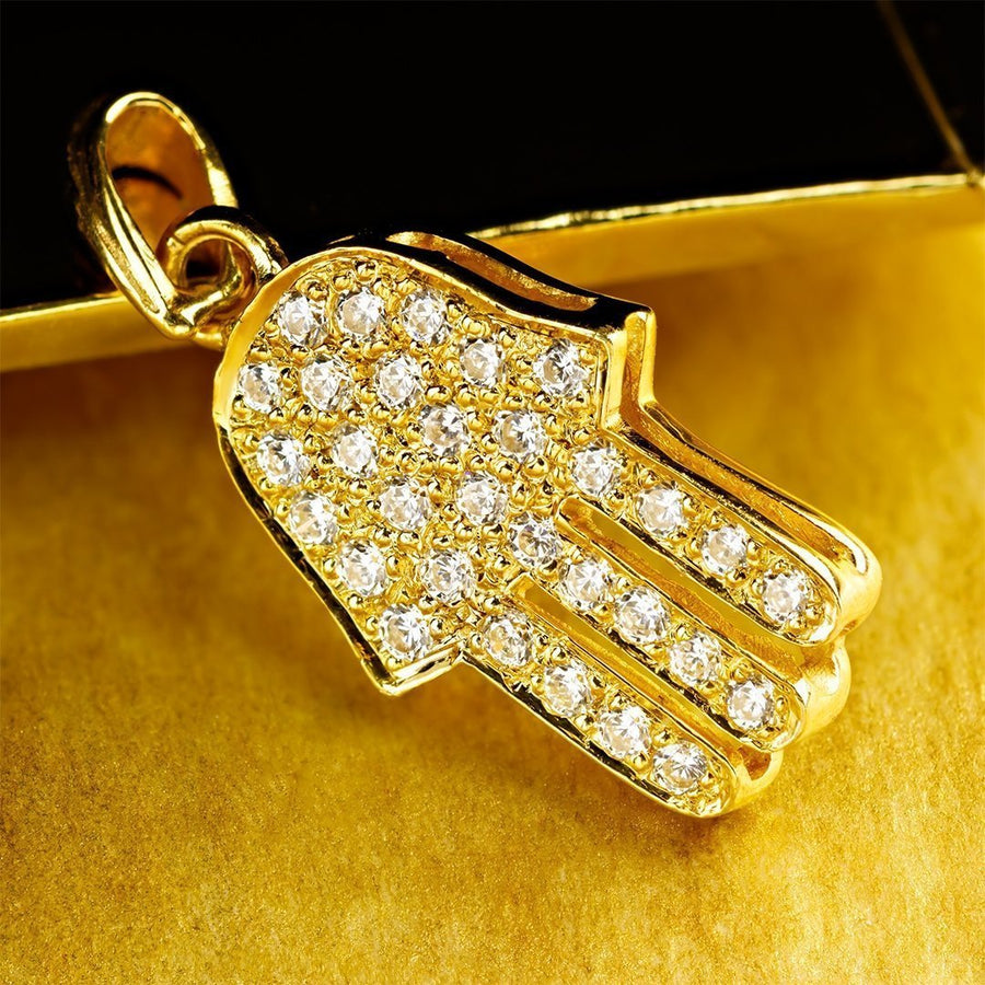Yellow Diamond Hamsa Pendant 14k Yellow Gold 0.75 Ctw