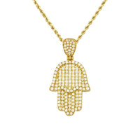 Thumbnail for Diamond Hamsa Pendant 14k Yellow Gold 1.50 Ctw