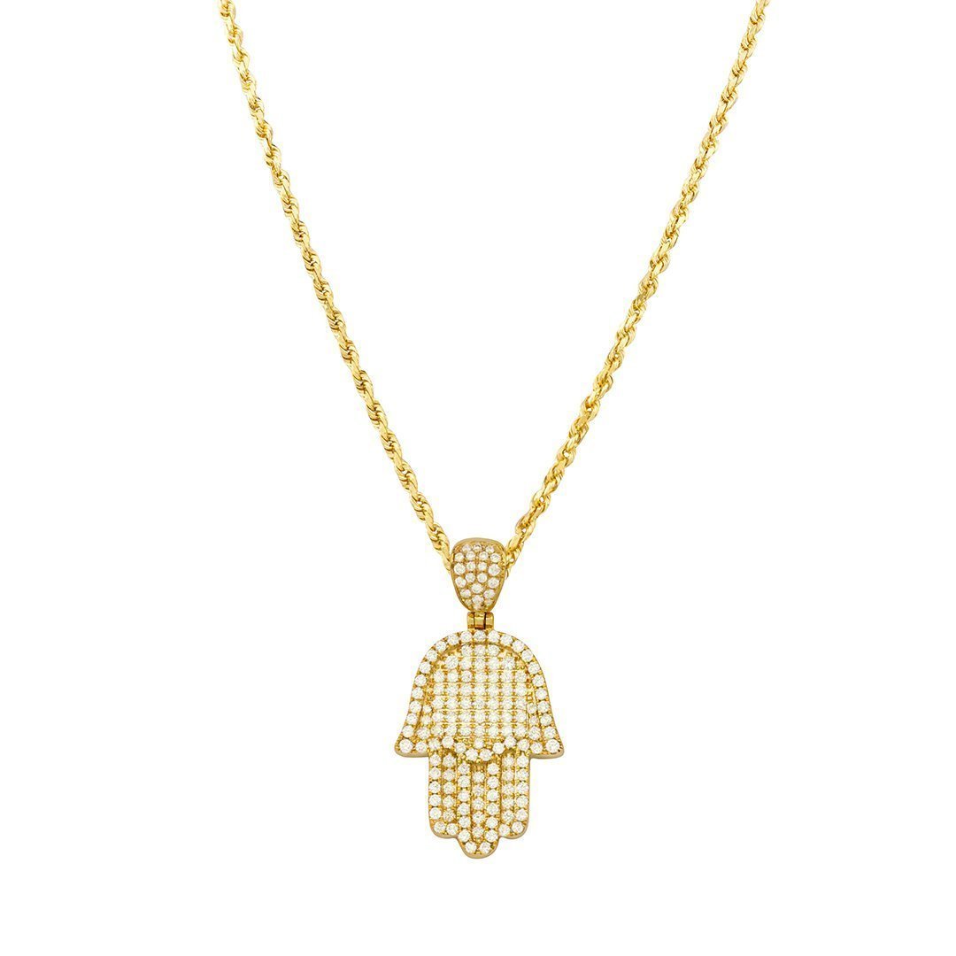 Diamond Hamsa Pendant 14k Yellow Gold 1.50 Ctw