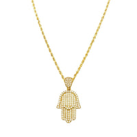 Thumbnail for Diamond Hamsa Pendant 14k Yellow Gold 1.50 Ctw