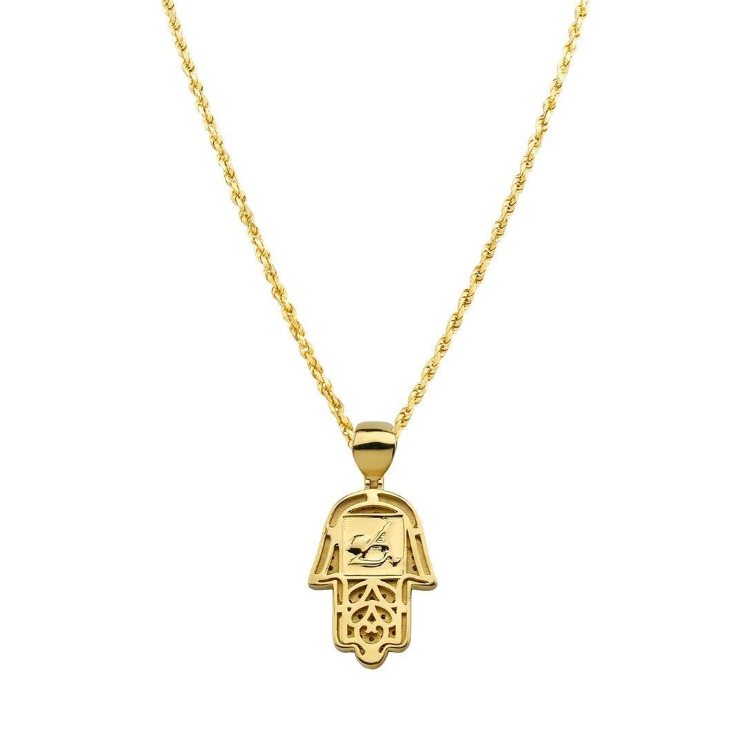 Diamond Hamsa Pendant 14k Yellow Gold 1.50 Ctw