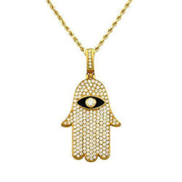 Thumbnail for Diamond Hamsa Pendant 14k Yellow Gold 3 Ctw