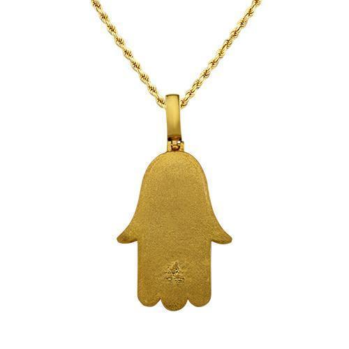 Diamond Hamsa Pendant 14k Yellow Gold 3 Ctw