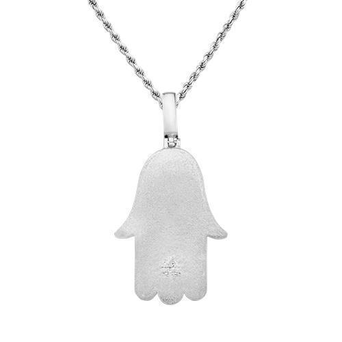 Diamond Hamsa Pendant 14k Yellow Gold 3 Ctw