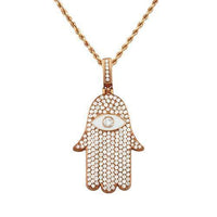 Thumbnail for Diamond Hamsa Pendant 14k Yellow Gold 3 Ctw