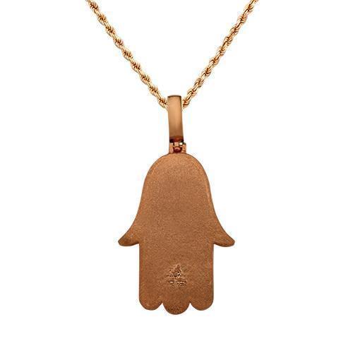 Diamond Hamsa Pendant 14k Yellow Gold 3 Ctw