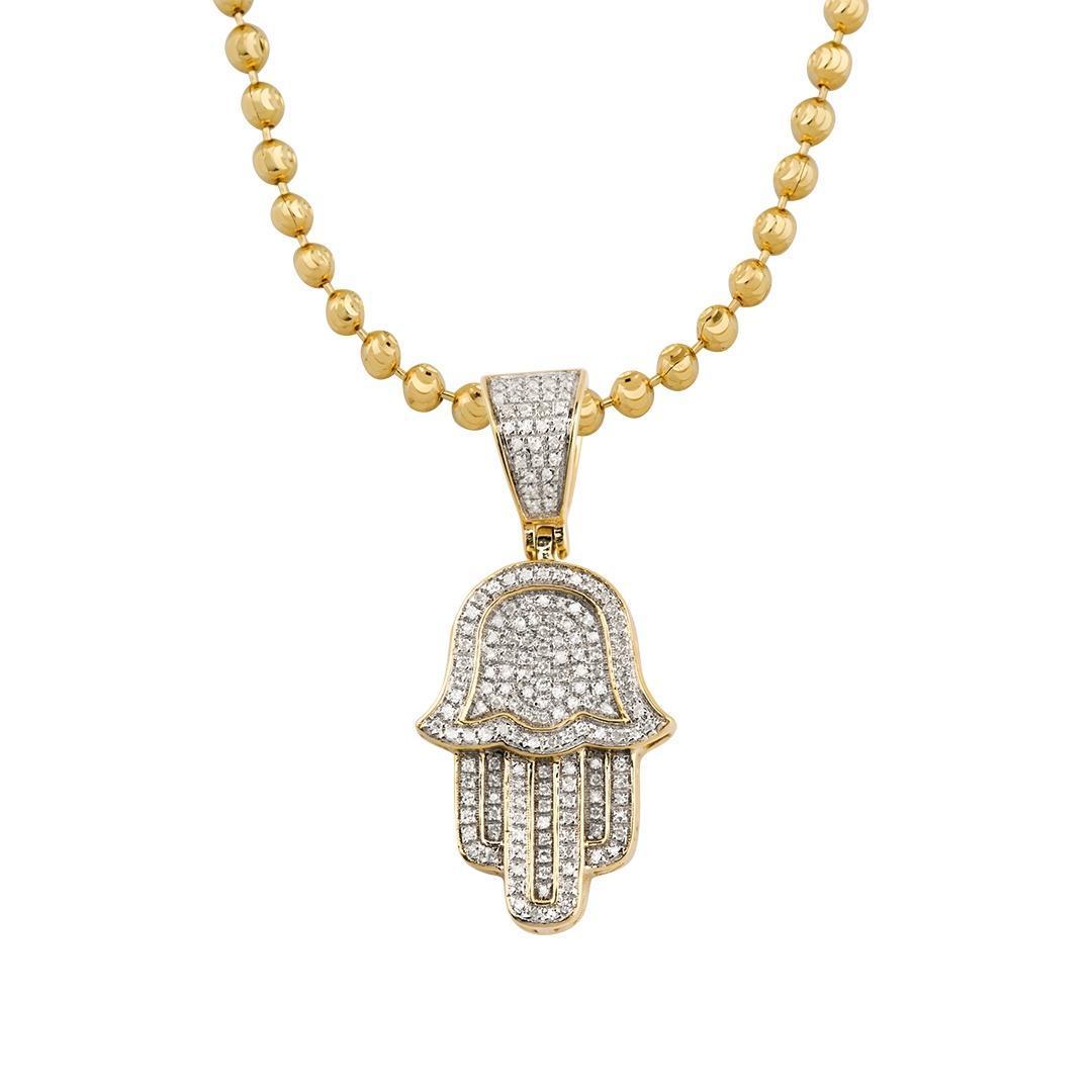 Yellow Diamond Hamsa Pendant in 10k Yellow Gold 0.30 Ctw