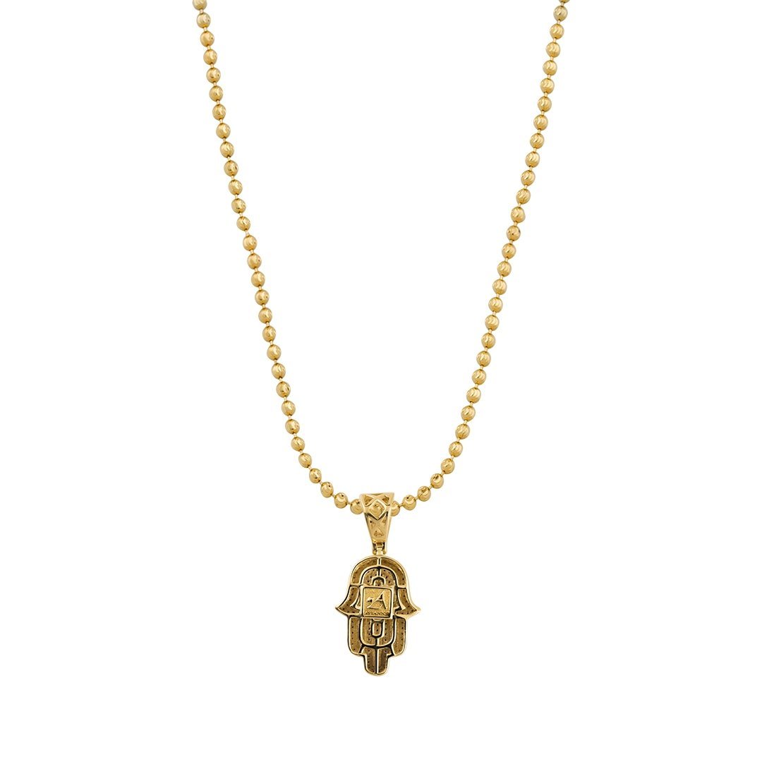 Yellow Diamond Hamsa Pendant in 10k Yellow Gold 0.30 Ctw