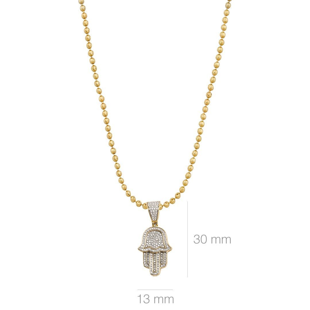 Yellow Diamond Hamsa Pendant in 10k Yellow Gold 0.30 Ctw