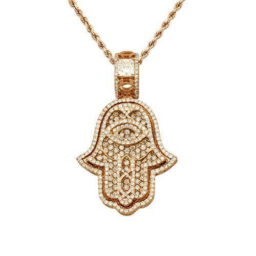 14k Rose Gold Diamond Hamsa Pendant Ctw