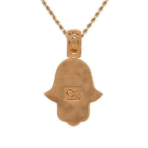 Diamond Hamsa Pendant in 14k Rose Gold 3.50 Ctw