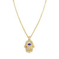 Thumbnail for yellow Diamond Hamsa Pendant in 14k Yellow Gold 3 Ctw