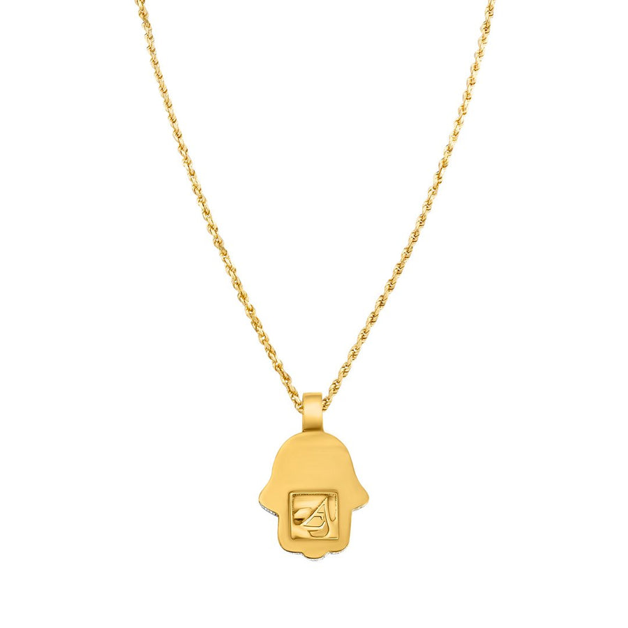 yellow Diamond Hamsa Pendant in 14k Yellow Gold 3 Ctw