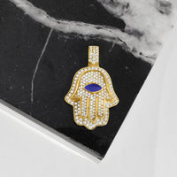 Thumbnail for yellow Diamond Hamsa Pendant in 14k Yellow Gold 3 Ctw