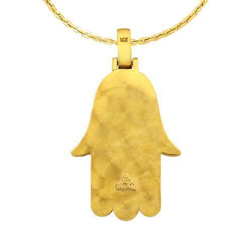 Diamond Hamsa Pendant in 14k Yellow Gold 3 Ctw