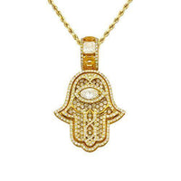 Thumbnail for Diamond Hamsa Pendant in 14k Yellow Gold 4 Ctw