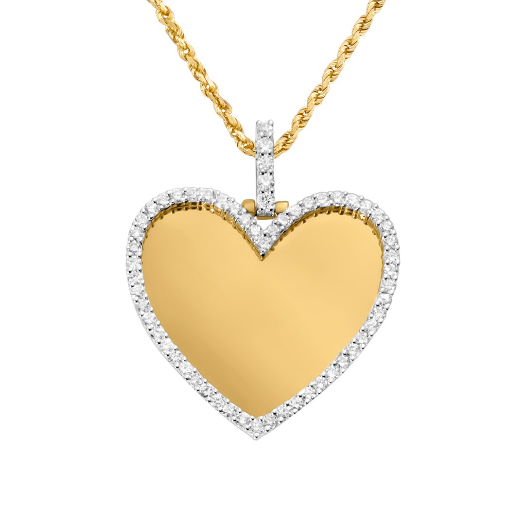 Yellow Diamond Heart Memory Pendant in 10k Yellow Gold 1.83 Ctw