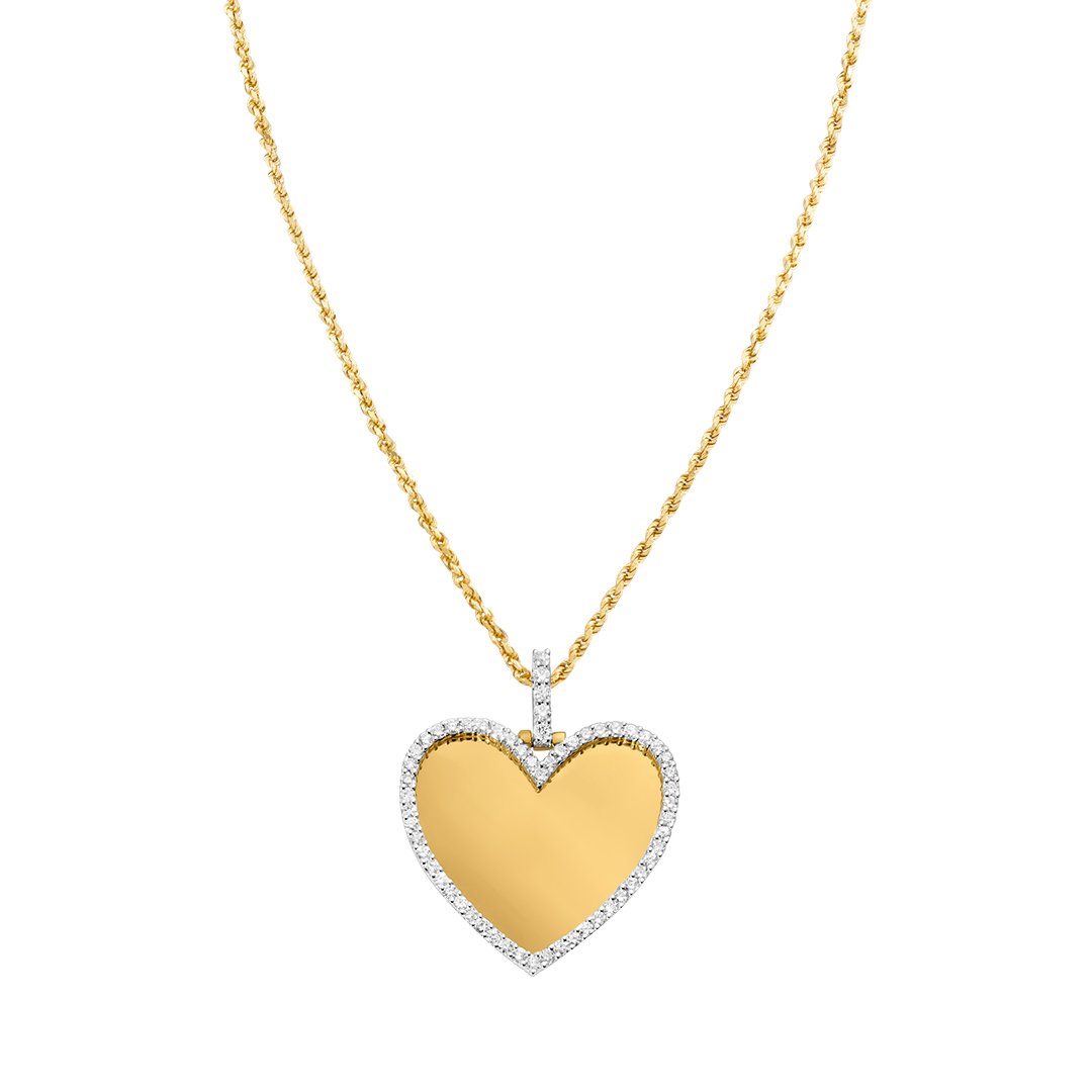 Yellow Diamond Heart Memory Pendant in 10k Yellow Gold 1.83 Ctw