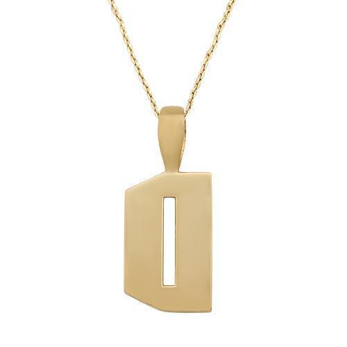Yellow Diamond Initial Letter D Pendant in 14k Yellow Gold 1 Ctw