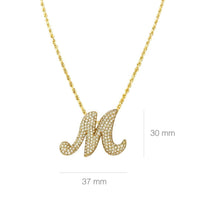 Thumbnail for Diamond Initial Letter M Pendant 14k Yellow Gold 3.47 Ctw