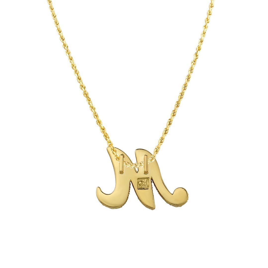 10k YELLOW GOLD LETTER M INITIAL PENDANT NECKLACE 18