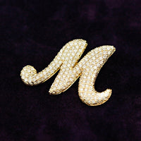 Thumbnail for Diamond Initial Letter M Pendant 14k Yellow Gold 3.47 Ctw