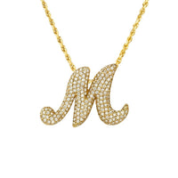 Thumbnail for Diamond Initial Letter M Pendant 14k Yellow Gold 3.47 Ctw