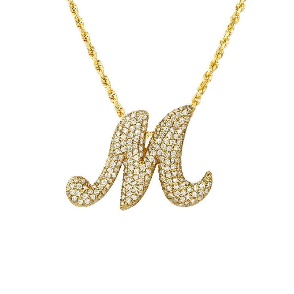 14k Yellow Gold Diamond Initial Pendant