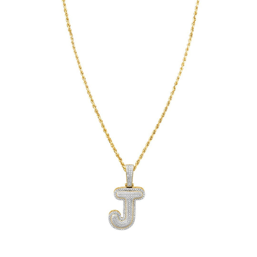 Colgante de oro amarillo de 10 k con diamantes en forma de J de 0,29 quilates 