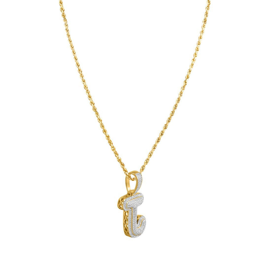 Colgante de oro amarillo de 10 k con diamantes en forma de J de 0,29 quilates 